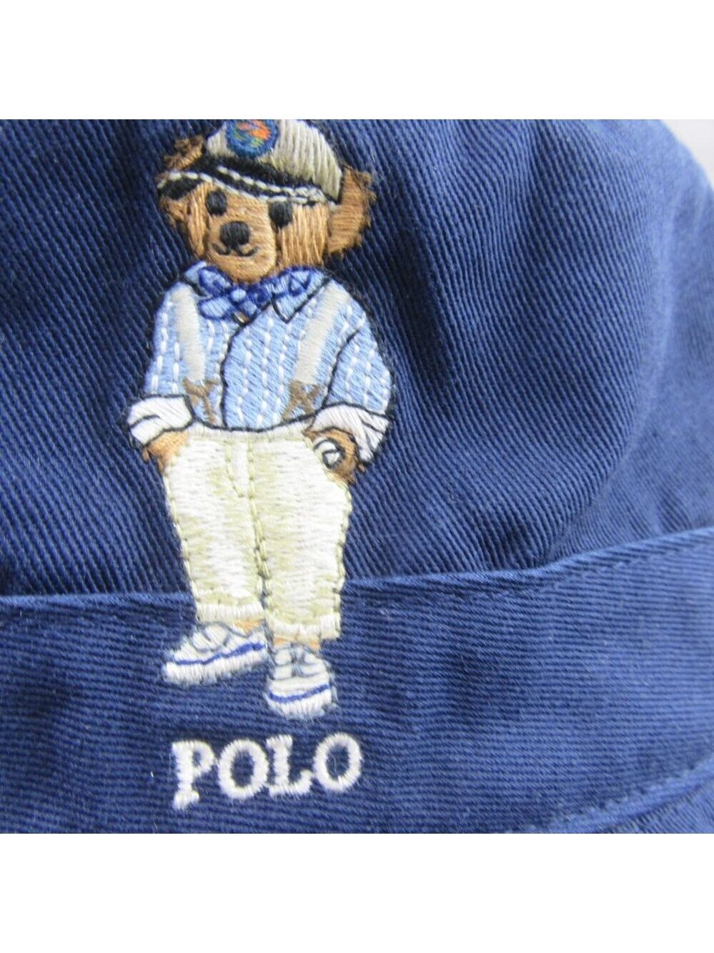 Polo Ralph Lauren Embroidered Bear Bucket Hat Adult Size S/M Navy Blue NEW - Picture 4 of 12